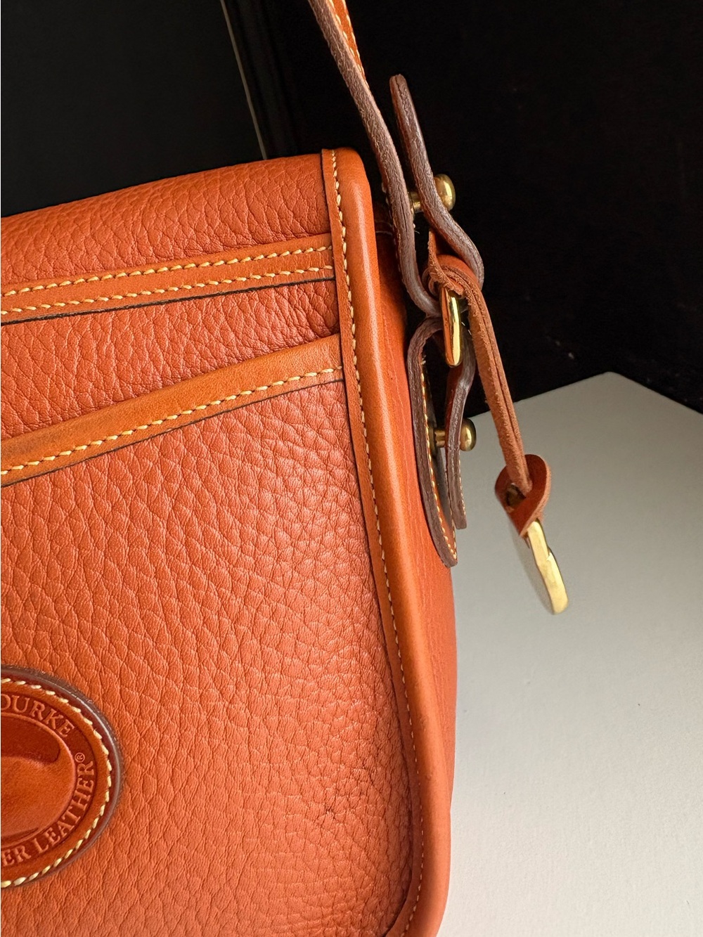 Dooney & Bourke awl British Tan Leather mini Outback Square Crossbody Bag - Picture 9 of 16